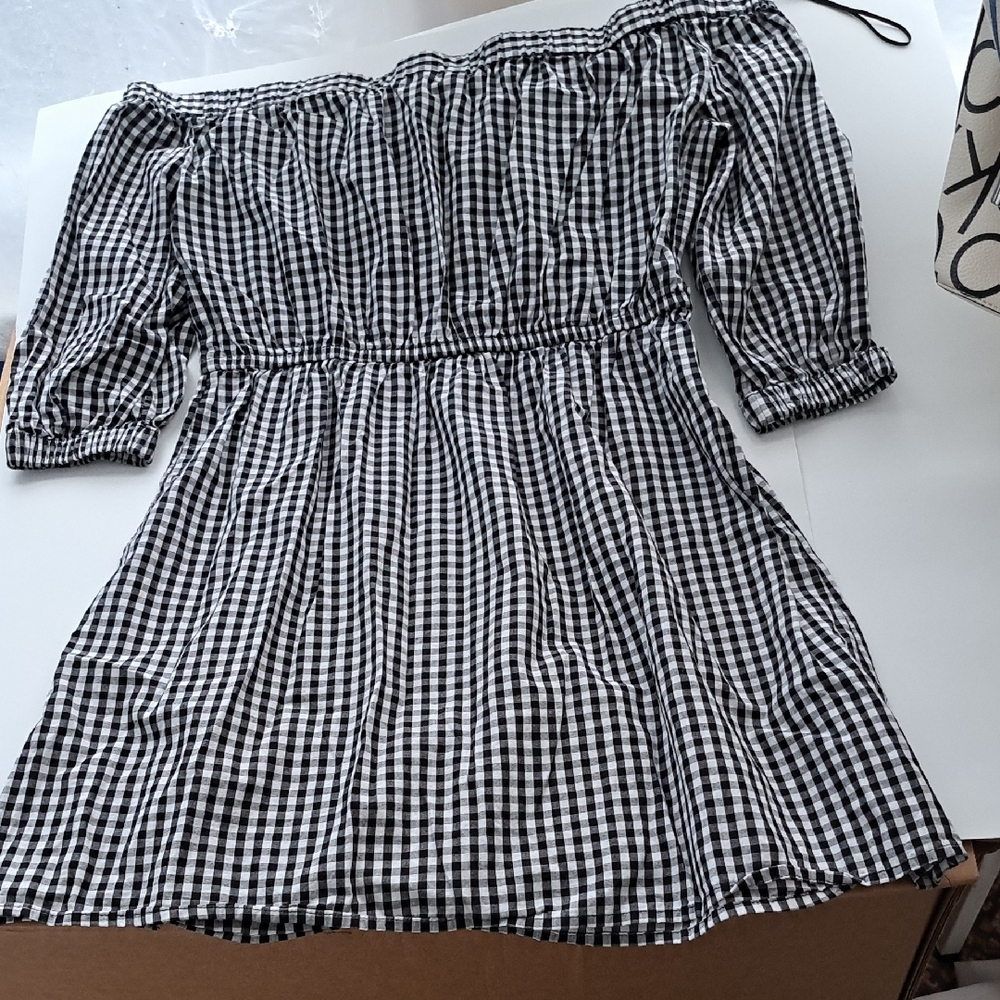 H&M Black and White Checkered Dress